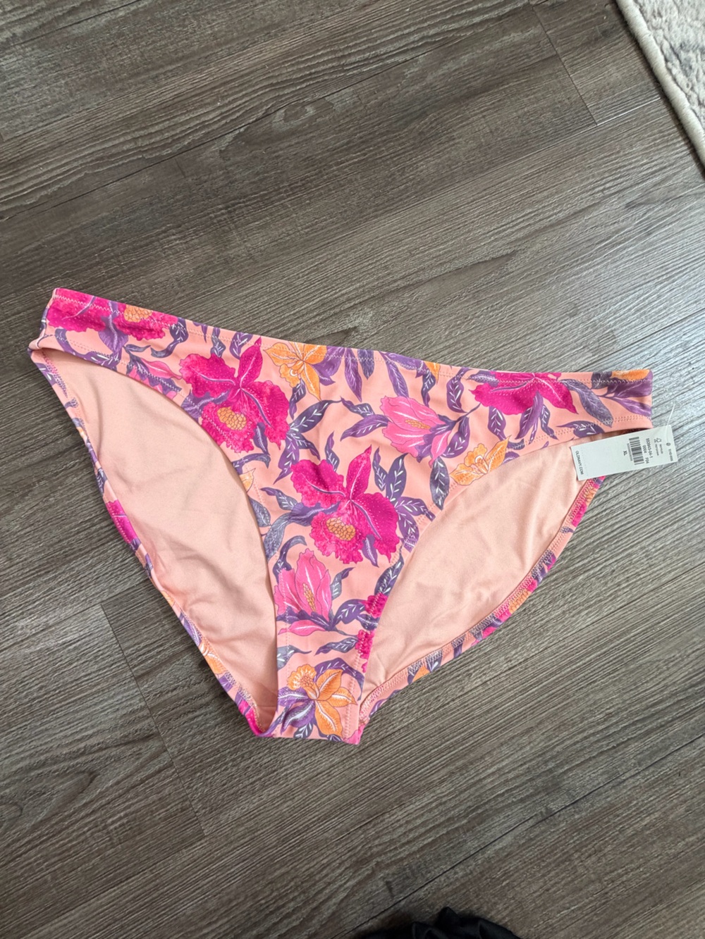 Old Navy Peach Floral Girls Bikini Bottom with Pink & Purple Flowers XL